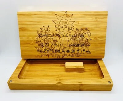 Rick Dibujos Animados Láser Grabado Bambú Alta Calidad Bandeja Rodante Regalo Personalizado Foto 1 de 3
