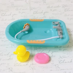 Barbie Doll House Size Bathtub Playset Baby Blue w/Duck & Soap Accessories T-383 - Picture 1 of 8