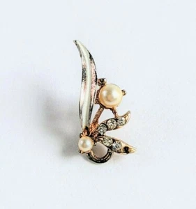 Vintage Ballou Reg'd Rhinestone & Faux Pearl Small Pin Brooch, 1950s - Picture 1 of 7