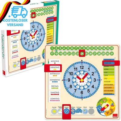 BESUCHE DEN GOULA-STORE Jumbo D51309 Spiele GOULA Große Kalenderuhr – Lernspiel Für Kinder Aus Holz - Ab
