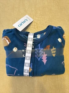 Carter’s Teal Camping Smore One Piece Zip Footie Fleece PJ Pjs Pajamas Girl 4 - Picture 1 of 6