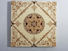 Antique Original Tile Washstand Fireplace Wash Stand Victorian Cream Flower