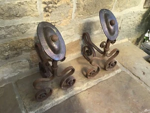 Wrought Iron Andirons Fire Dogs - Picture 1 of 9