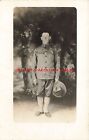 Studio Shot, RPPC, World War I Soldier in Uniform Holding Hat