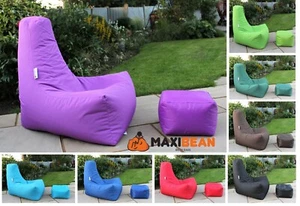 Large Bean Bag Gaming Chair Beanbag Indoor & Outdoor Garden Chair Incl Footstool - Picture 1 of 25