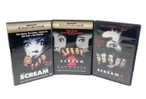Horror Classics Wes Craven Film Scream 1, 2 & 3 DVD Scary Movies - Foto 1 di 6