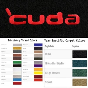 ACC 1974 Plymouth Cuda Custom 'cuda Word Logo 4pc Cutpile Floor Mats - Picture 1 of 20