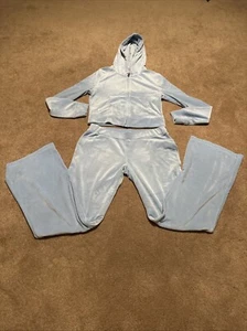 Big Bling Velour Juicy Couture 2-teiliges Trainingsanzug Hose Reißverschluss Hoodie Set Medium - Bild 1 von 14