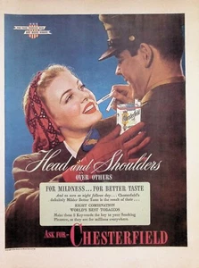 VINTAGE 1940s Print Ad ~ Chesterfield ~ Head and Shoulders over others... - Picture 1 of 1