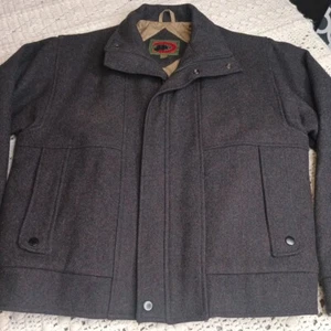 Chaqueta de bombardero Boston Traders para hombre M 100 % lana cremallera Snap Donegal tweed acolchada - Imagen 1 de 20