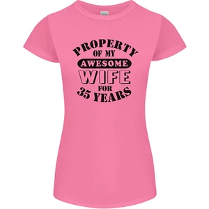 35th Wedding Anniversary 35 Year Funny Wife Womens Petite Cut T-Shirt - Picture 1 of 47