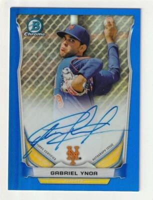gabriel ynoa 2014 bowman chrome blue refractor auto 056/150 mets - Image 1 of 2