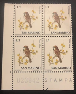 San Marino 1972 - Uccelli Serie Completa in Quartina MNH** Angolo Di Foglio - Foto 1 di 10