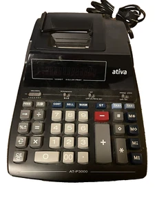 Ativa 12 Digit 2 Color Print Desktop Printing Calculator AT-P3000: Vintage - Picture 1 of 3