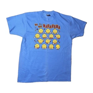 Vintage 90s Do The Macarena T-Shirt Single Stitch Smiley Face Moves Blau Herren L - Bild 1 von 9