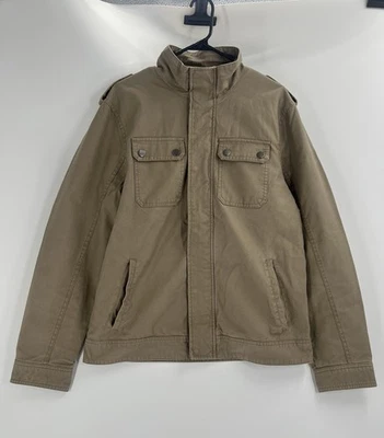 Marc Anthony 男式休闲卡其色棉夹克,带前口袋,尺寸 M — 第 1/4 张图片