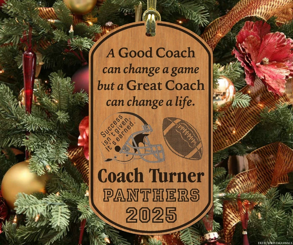 FÚTBOL Entrenador Navidad Adorno Regalo, Personalizado GRATIS con Nombre, Equipo Foto 1 de 1