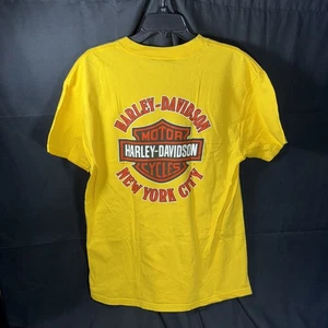Vintage Harley Davidson Hanes Beefy T Giallo Uomo Large 2004 New York - Foto 1 di 5