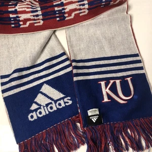 Adidas NCAA lizenzierter Kansas Jayhawks wendbarer Schal mit geteiltem Logo neu ohne Etikett - Bild 1 von 8