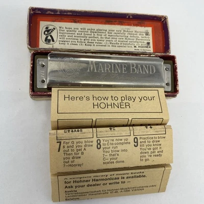 Llave armónica vintage M Hohner Marine Band de G A440 con estuche original + manual Foto 1 de 4