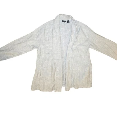Chaqueta Tahari Lino Frente Abierto Beige Claro Manga Larga Ligera Para Mujer Talla L Foto 1 de 4