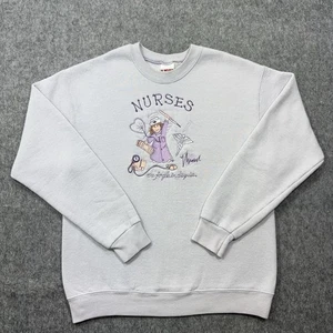 Vintage 80’s Nurse Sweatshirt  Womens Medium Faded Purple Embroidered M Hospital - Picture 1 of 9