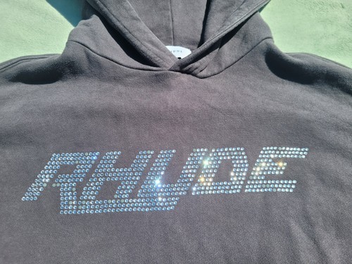 Autentica rara felpa con cappuccio Rhude Swarovski strass taglia S adatta da media a grande