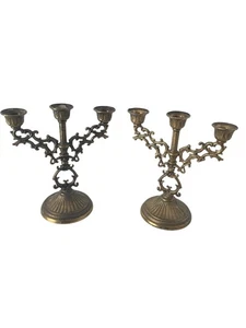 Set 2 Vintage Interpur Italien Mini verziert Messing Glockenspiel Kerzenhalter Kandelaber 5" - Bild 1 von 7