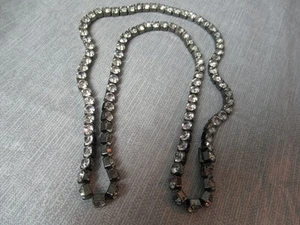 Black Silver Tone Clear Rhinestone Necklace - 15'' Drop - Tennis Style 36 g5 sb - Picture 1 of 3