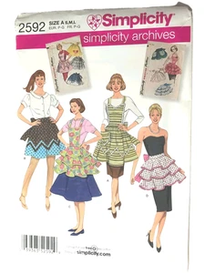 Simplicity 2592, Archives Vintage Women’s 1950’s, 4 Apron Options, Sizes S-L - Picture 1 of 5