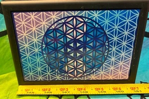 Wooden Lined tarot card box with Flower Of Life Symbol On It - Picture 1 of 6