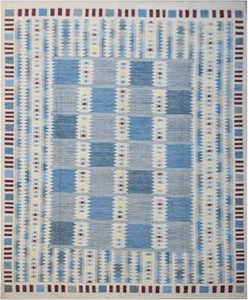 Blue Flat weave Scandinavian Swedish Kilim Rug for Living Room Area Rug Bedroom - Picture 1 of 5