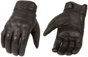 SALE! Men’s Premium Black Leather Perforated Cruiser Gloves FREE SHIPPING! - Picture 1 of 5