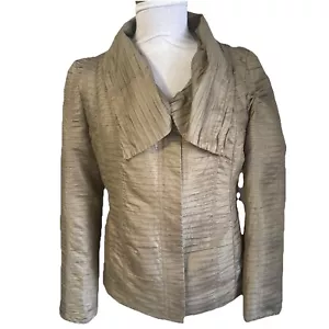 Chico’s Metallic Gold Full Zip Long Sleeve Lined Jacket Pockets Size 1 (Medium) - Picture 1 of 9