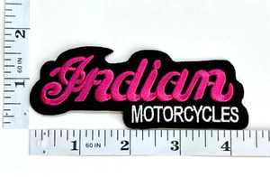 Embroidered Patch - Motorcycles - Black/Pink - Indian Motorcycles - Iron-on - Picture 1 of 1
