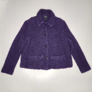 Eileen Fisher Petite Size Small PS Wool Jacket Boucle Pockets Purple Button USA - Picture 1 of 8