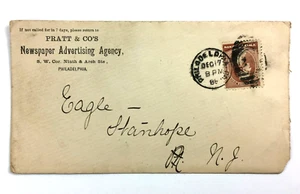 Advertising Postal Cover Pratt Newspaper Advertising Agency Philadelphia 1886 - Picture 1 of 3