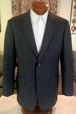 Blazer Abrigo Deportivo Astor Negro Para Hombre Gris Rayas 2 Btn 2 Vnt Lana Talla 40 R ¡COMO NUEVO! Foto 1 de 4