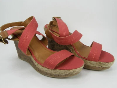 Merona Woven Rope Cork Wedge Sandals Melon Salmon Pink 8 1/2 ~ 8.5 NEW - Image 1 of 4