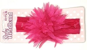 NEW Soft Touch Baby Flower Ball headband fuchsia pink 100% Polyester - Picture 1 of 2