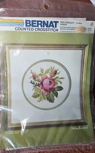 Vintage NOS: Bernat Counted Cross Stitch RED NOSEGAY Rose Flower Kit H04055 - Picture 1 of 6