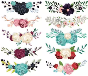 Flower Iron on Sticker Heat Transfer Patches 10 PCS Appliques Decals for T-Shirt - Picture 1 of 7