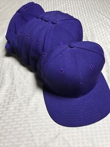 Single Vintage NOS New Era Purple Snap Back Hat Dupont Visor Pro-Model Blank M-L