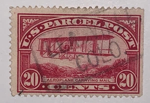 Travelstamps:1912-13 US Stamps Scott #Q8 Airplane 20 Cent Used NG parcel post - Picture 1 of 5
