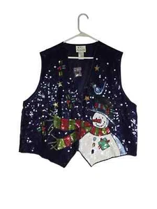 The Quacker Factory Pailletten Winter Weihnachten Schneemann Weste Damen GR. 3X - Bild 1 von 7