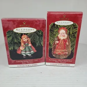 TWO Vintage Keepsake Ornament Alice in Wonderland & Little Red Riding  - Picture 1 of 6
