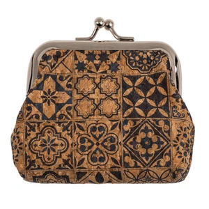 Vegane Münzbörse Natürliche Kork Geldbörse Lederalternative Mandala-Muster-Print - Picture 1 of 33