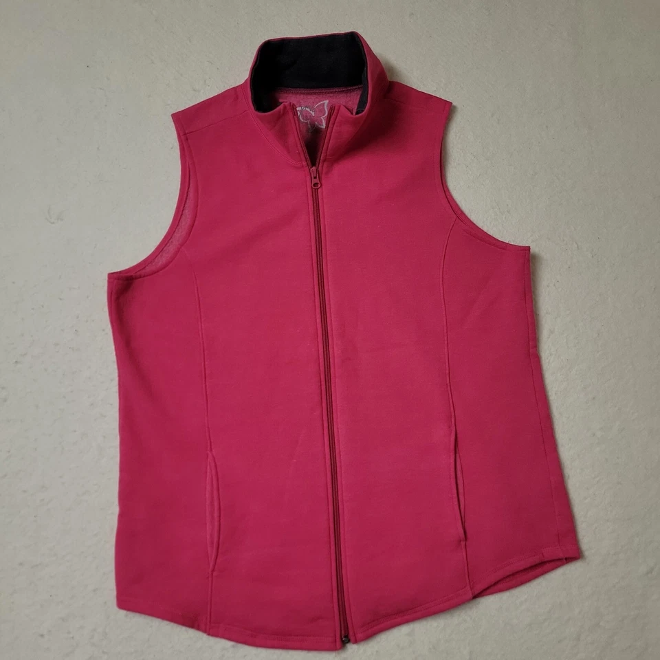 JUST MY SIZE JMS 1X Rosa Forrado de Vellón Sin Mangas Bolsillos con Cremallera Completa Nuevo sin Etiquetas  Foto 1 de 4