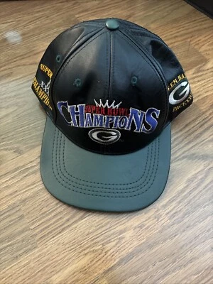 Gorra de cuero de colección Green Bay Packers gorra espalda a presión campeón del Super Bowl EE. UU. 90s Foto 1 de 2
