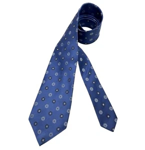 ERMENEGILDO ZEGNA Blue Floral Silk LUXURY Tie ITALY - Picture 1 of 5